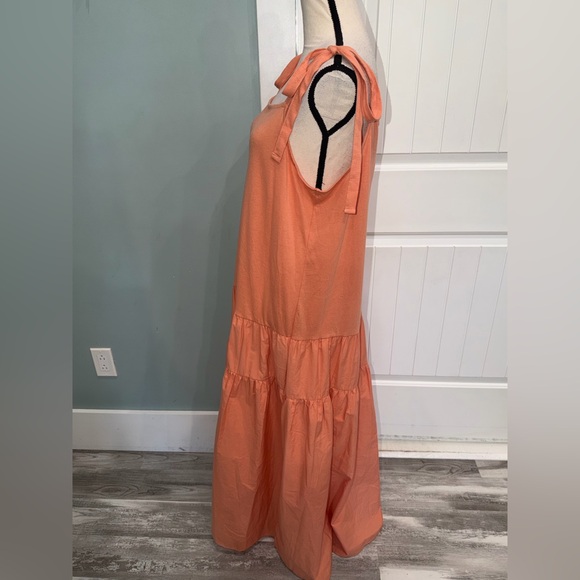 Topshop Tiered Maxi Sundress orange peach pleated size 12 NWT - Picture 5 of 8